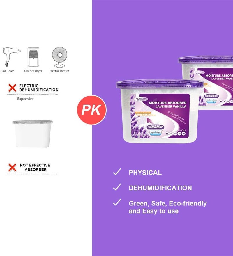 CANAGER Lavender Vanilla Moisture Absorber Box,Odor Eliminator and Dehumidifier Boxes for Closet,Bedroom,Kitchen,Bathroom-6 Packs,Cups - Traps Moisture for Fresher, Cleaner Air Purple - Image 3